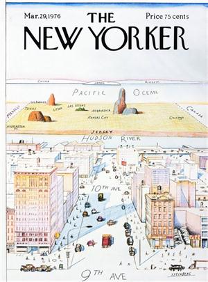 "Vista del mundo desde la Novena Avenida" ("View of the world from 9th Avenue"), ilustrada por Saul Steinberg